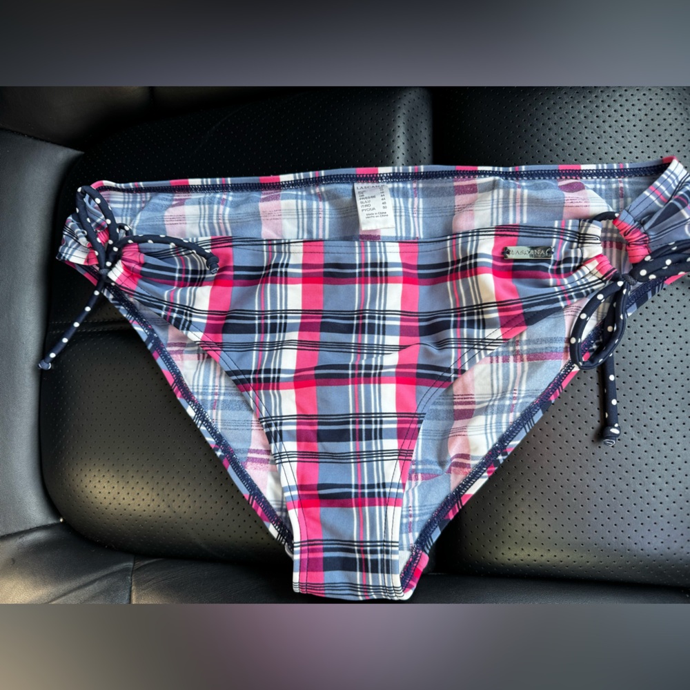 Plaid Bikini Bottom - red and Blue